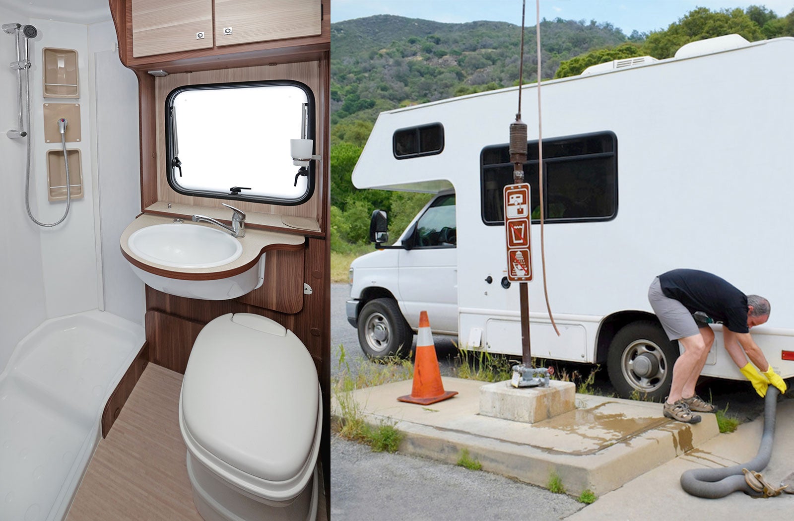 Portable RV/camper toilet and holding tank setup in Livonia, Michigan